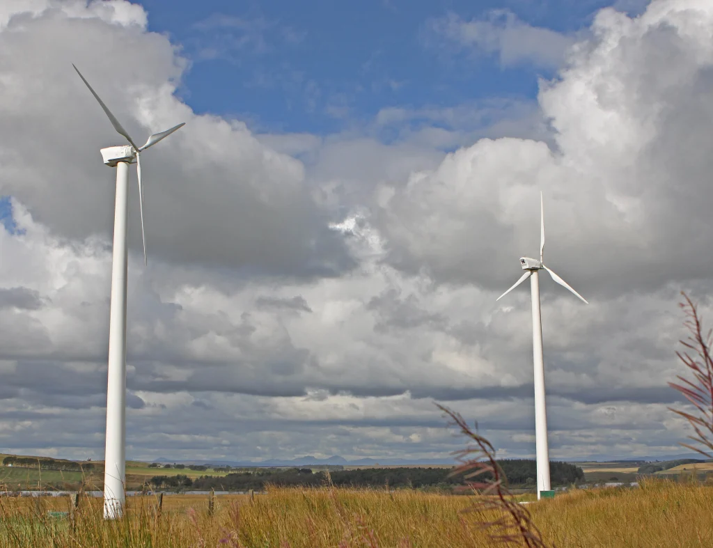 Two NPS 100-24 farm wind turbines at Blairmains Farm